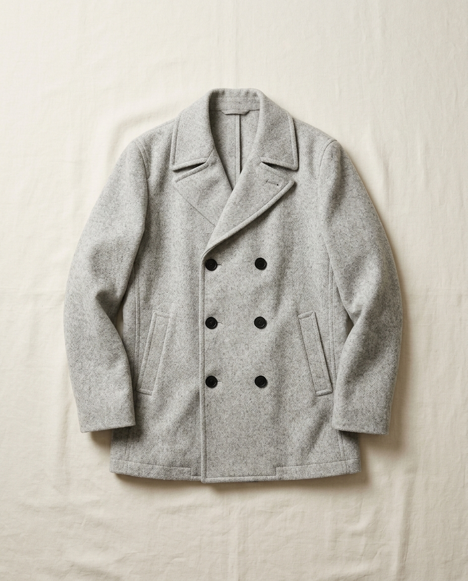 COOFANDY Men's Double Breasted Pea Coat in light grey